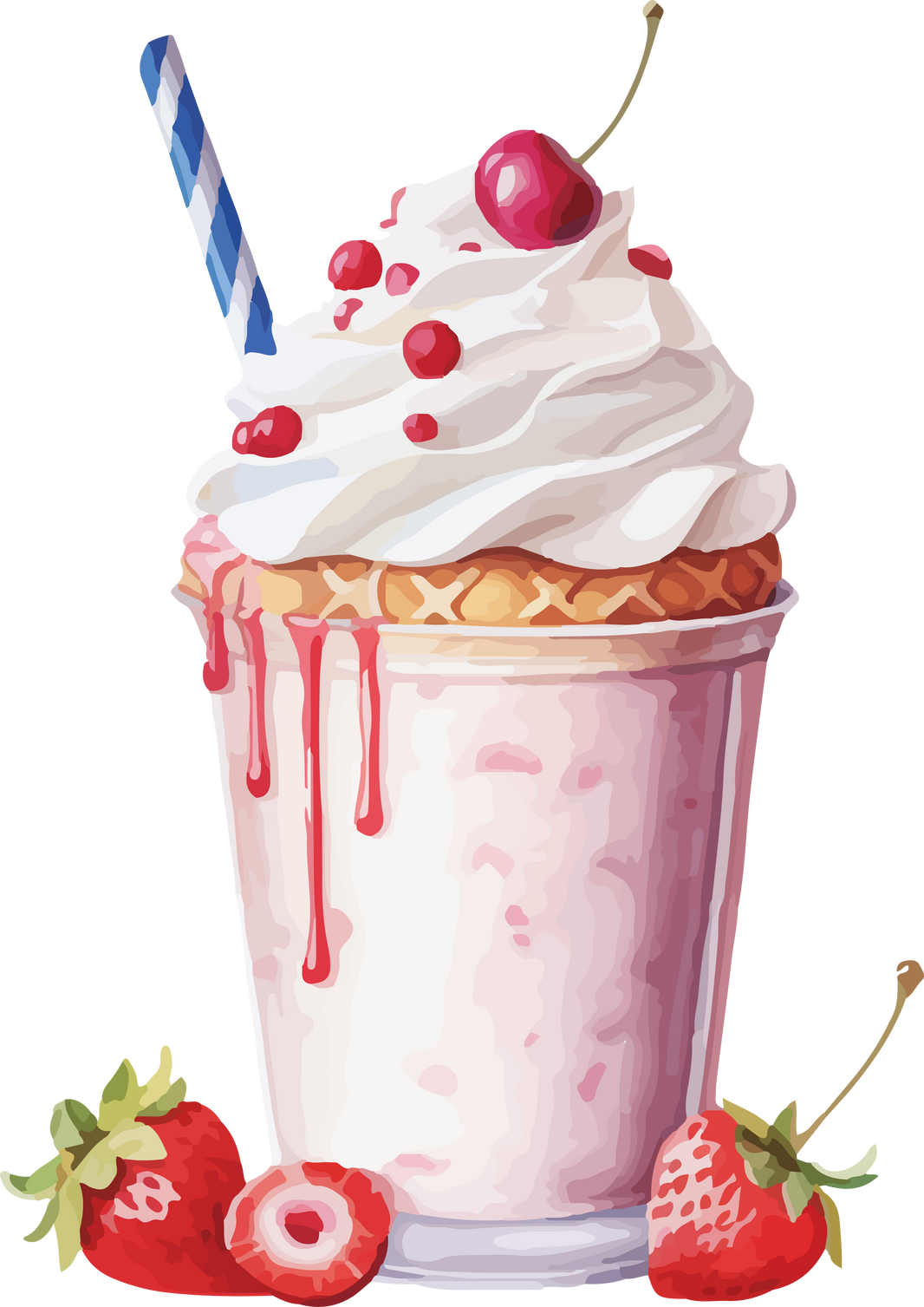 Sweet milkshake in watercolor drawing style