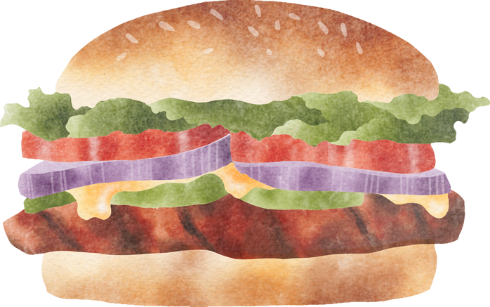 Burger Watercolor Illustration